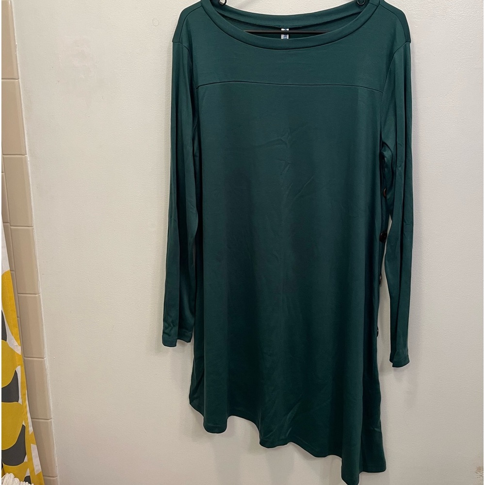 Dark Green Long Sleeve A-Line Dress. Size XL. NWOT